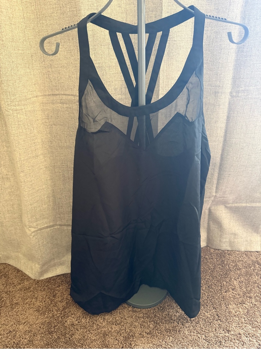 Kardashian Kollection Black Sheer Strappy Tank Top